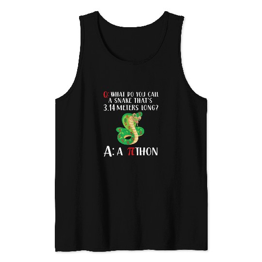 Python Pet Pithon Pi Symbol Funny Math Teacher Pi Day 4 5 Tank Tops