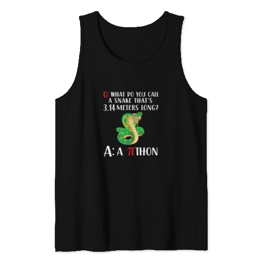 Python Pet Pithon Pi Symbol Funny Math Teacher Pi Day 4 5 Tank Tops
