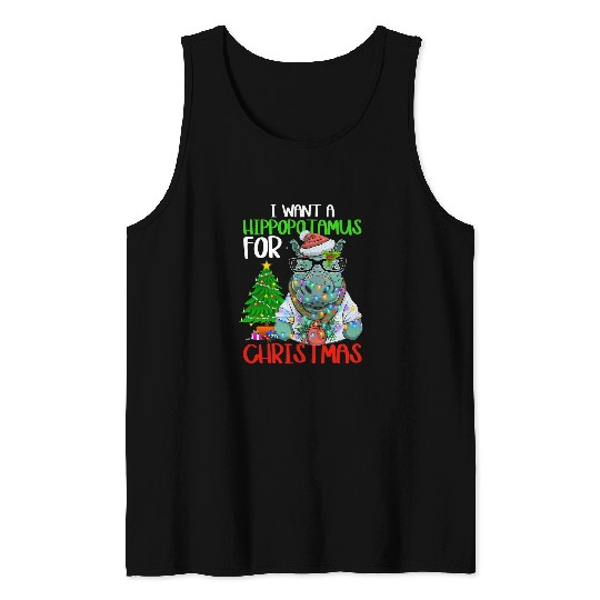Hippo Pet I Want a Hippopotamus for Christmas Funny Geeky Kids Boys Tank Tops