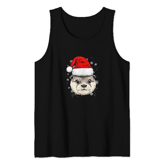 Otter Pet Otters Christmas Sea Otter Santa Clause xmass Navidad Otter Lover1 Tank Tops