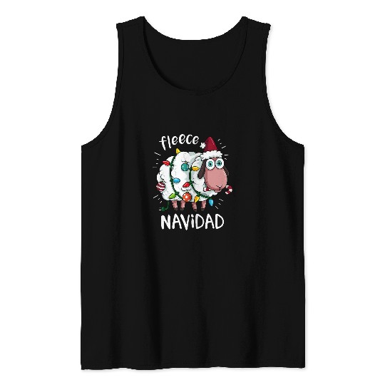 Sheep Pet Fleece Feliz Navidad Funny Cute Sheep Christmas 113 Tank Tops
