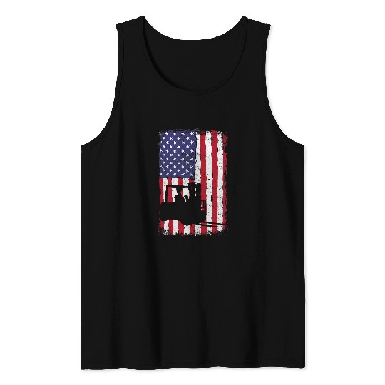 Forklift Fun Driver US Flag Forklifter Forklift Operator Tank Tops