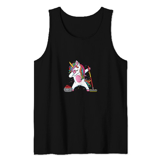 Unicorn Pet Cute  Unicorn Curling Design For Curling Player Tank Tops