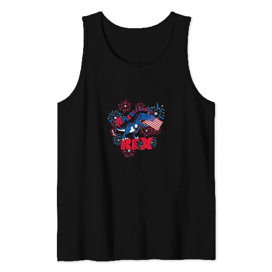 Dinosaur Pet Amerisaurus rexs Cute Kids Fourth of July Gift Dinosaur T Rex Tank Tops