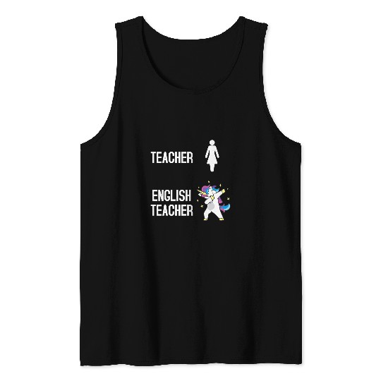 Unicorn Pet Teacher vs English Teacher Funny Tank Tops