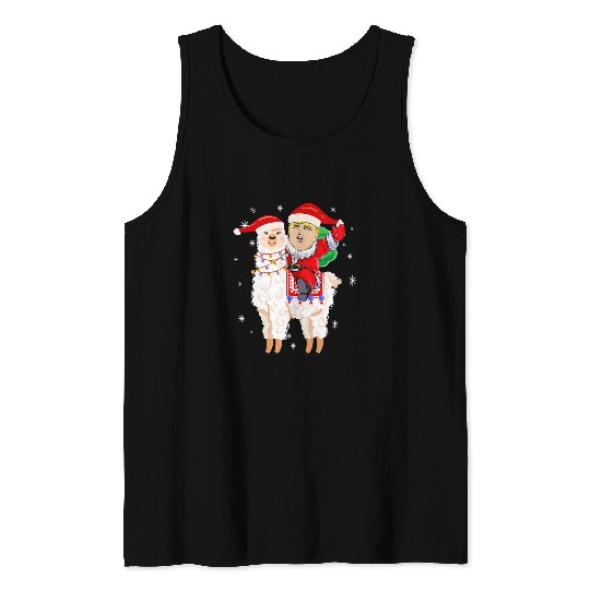 Llama Pet Make Christmas Great Again Santa Trump Ride Llama xmass Party Tank Tops