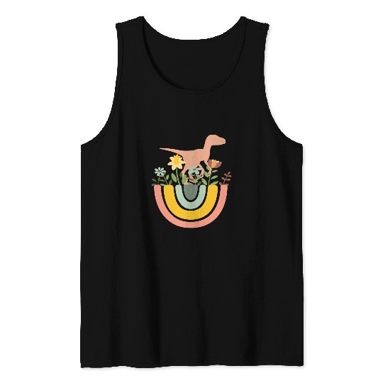 Dinosaur Pet Raptor Velociraptor Dino Rainbow Boho Bohemian Tank Tops