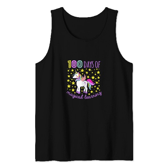 Unicorn Pet Lover Pony Adorable 100 Days Of Magical Learning School Unicorn 9 Tank Tops