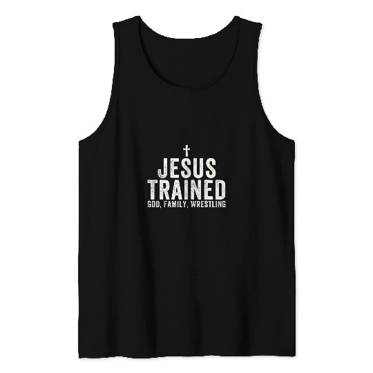 Sport Wrestling Jesus Trained God Family Wrestling Christian Wrestling Tank Tops