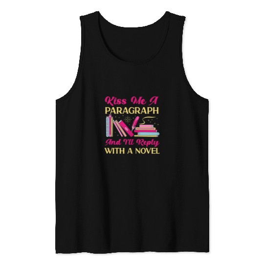 Book Fun Writing Book Novel Writer Published Author kissss Me A Tank Tops