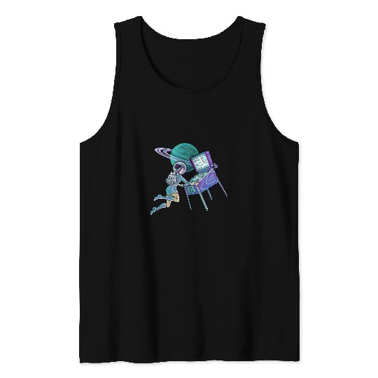 Astronaut Job SpaceGirl Pinball Retro Astronaut Gamer Girl Tank Tops