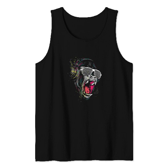 Gorilla Pet Monkey Ape Headphones Tank Tops