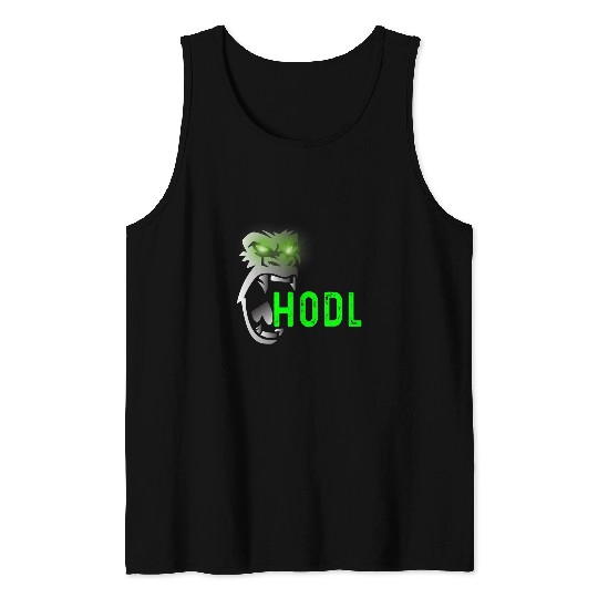 Gorilla Pet Mens HODL Gorilla Gang Angry Ape Green Eyes Meme Stonk Stocks Tank Tops