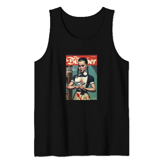 Book Fun Sinister Girl Holding knifes 1960s Horror Comic Book Cover Tank Tops