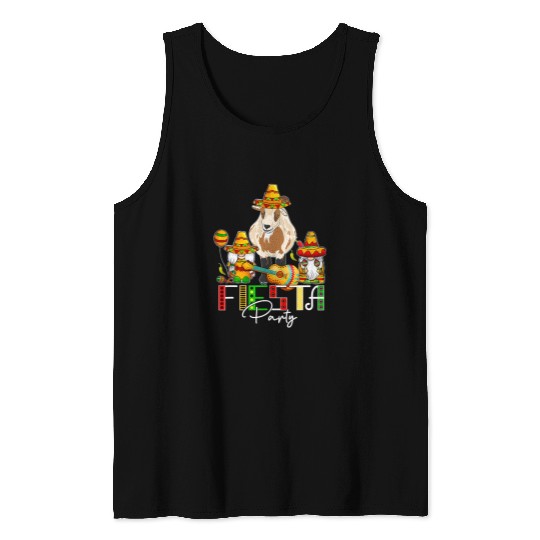 Goats Pet Fiesta Party Cinco De Mayo Mexican Goats Sombrero Gnomes Tank Tops