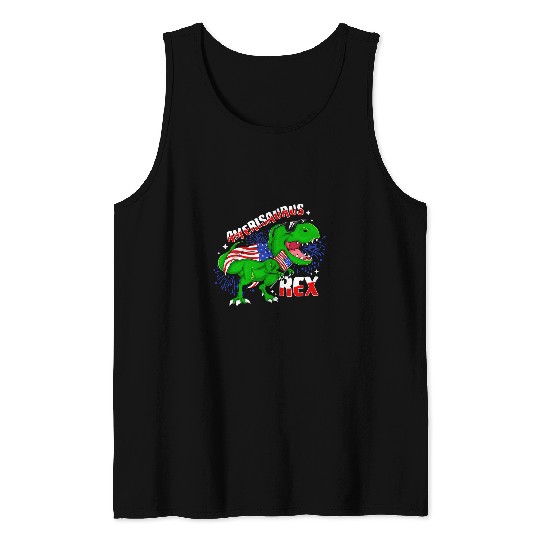 Dinosaur Pet amerisaurus rexs design for 4th July Tank Tops