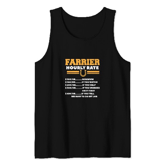 Horse Pet Farrier Hourly Rate Blacksmith Horseshoe Forge 2 Tank Tops
