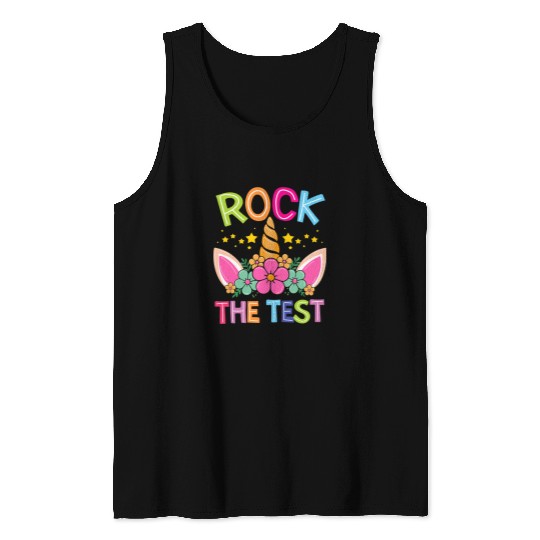Unicorn Pet Teacher Job Test Day Rock The Test Teacher Testing Day Unicorn Teacher Tank Tops