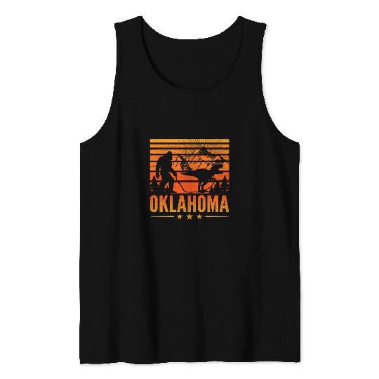 Dinosaur Pet Camping Oklahoma Bigfoot Mountain Dinosaur Bigfoot Tank Tops