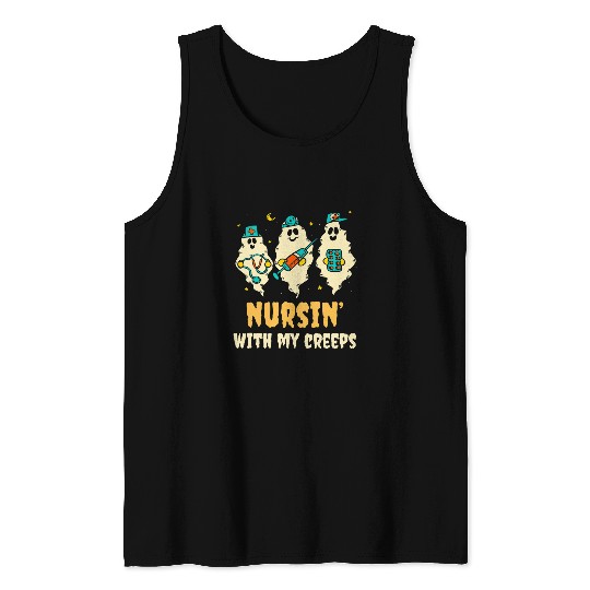 nurses Job With My Creeps Superhero nurses Nightshift Nurses Tank Tops