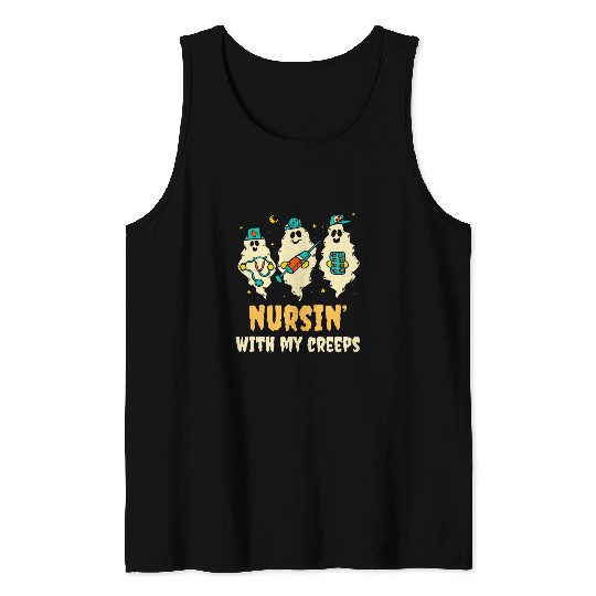 nurses Job With My Creeps Superhero nurses Nightshift Nurses Tank Tops