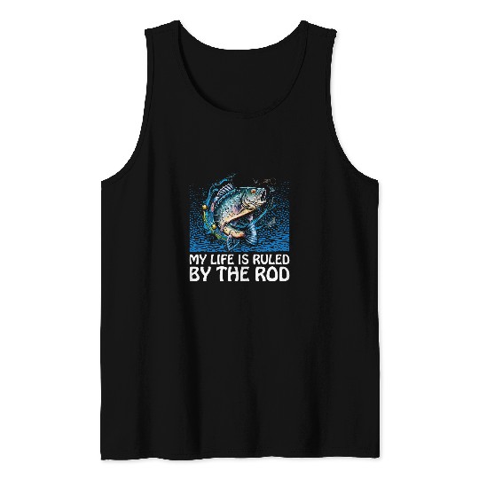 Fishing Fun Life Ruled by Rod Lifestyle Lakes Habits Lagoon Fishing Tank Tops