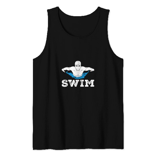 Mens Funny Aquatic Swim Team Swimming Pool Lifeguard Swimmer Tank Tops
