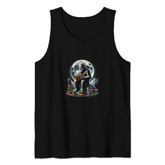 Book Fun Bigfoot Reading Book Sasquatch Reader Book Lover Reading Tank Tops