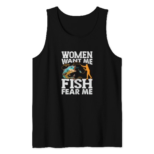 Fishing Fun Women Want Me Fish Fear Me Fishing Funny Fisherman 2 Tank Tops