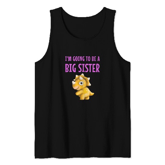 Dinosaur Pet Kids Im going to be a Big Sister Cute kids dinosaur tee 4 Tank Tops