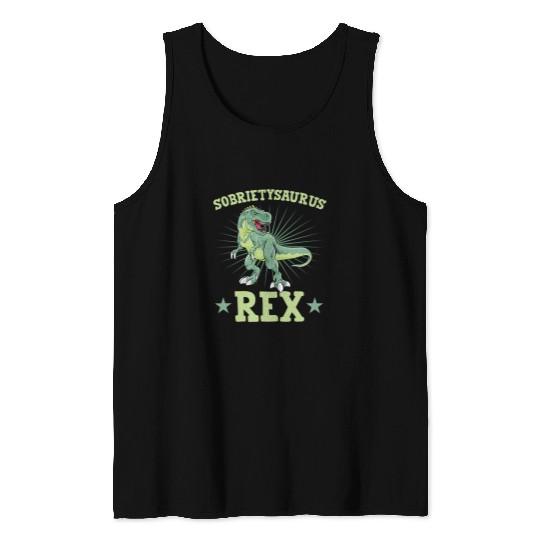 Dinosaur Pet Sobrietysaurus rexs TRex Dinosaur Sobriety Recovery Tank Tops