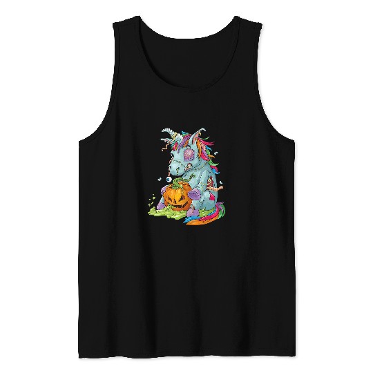 Unicorn Pet Zombiecorn Zombie Unicorn Halloween Costume Pumpkin Undead Tank Tops
