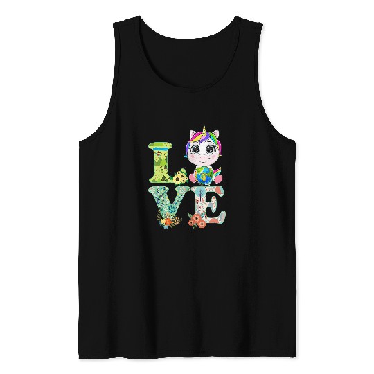 Unicorn Pet Love World Earth Day Environmental Planet1 Tank Tops