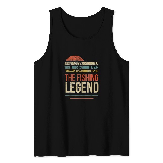 Fishing Fun Dad The Man Myth The Fishing Legend vintages Style Bass Fish Tank Tops