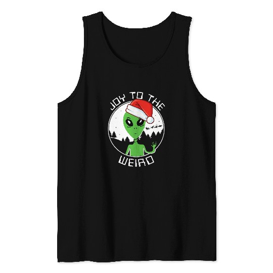 Dinosaur Pet Alien Christmas Joy to the Weird Funny Sleigh 2Dinosaurs Tank Tops