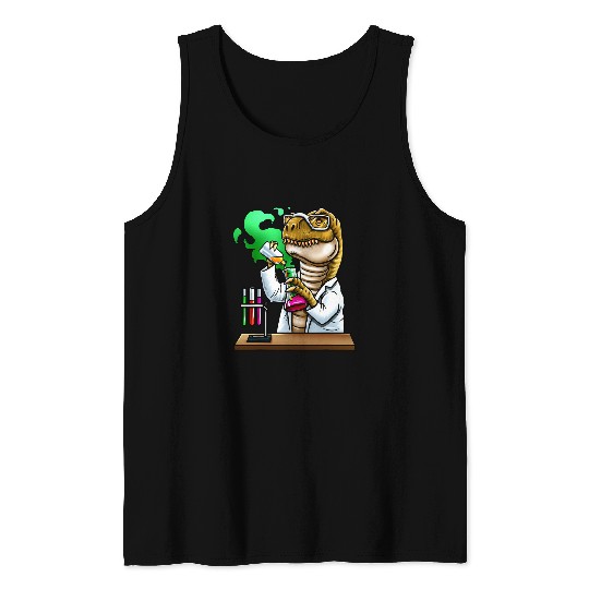 Dinosaur Pet Chemistry Dinosaur Science Scientist Laboratory TRex Tank Tops
