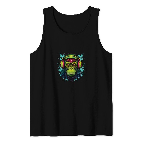 Gorilla Pet Electro Gorilla DJ for Electro Music Fans Tank Tops