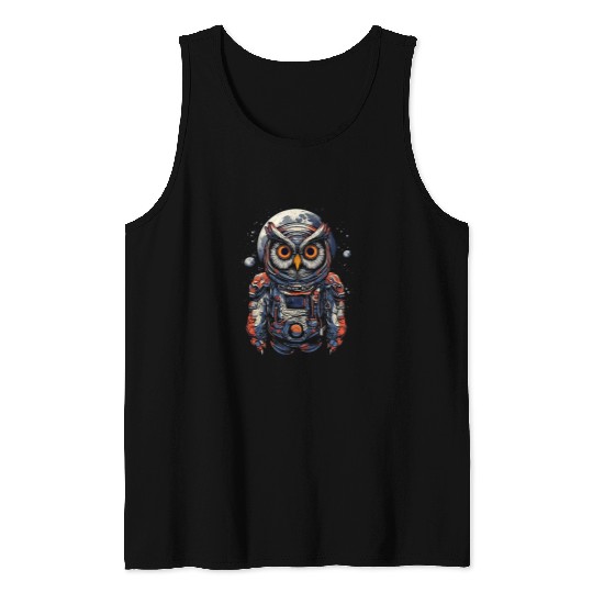 Astronaut Job Owl Cosmonaut Moon Space Bird Owls Lover 01 Tank Tops