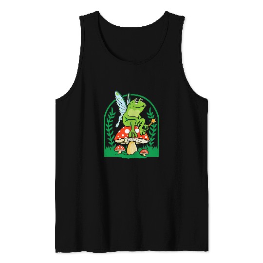 Frog Pet Cottagecore Aesthetic Fairy Frog Mushroom Fairycore Tank Tops