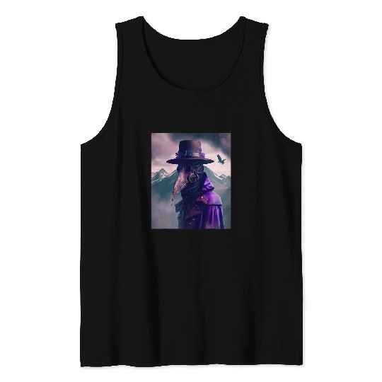 Purple Violet Plague Doctor Standing On Mountain Cool Art 21 Tank Tops