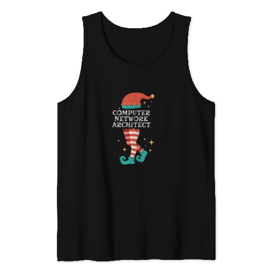 Architect Job Merry Christmas Santa Gnome xmass Computer Network Architect 8 Tank Tops