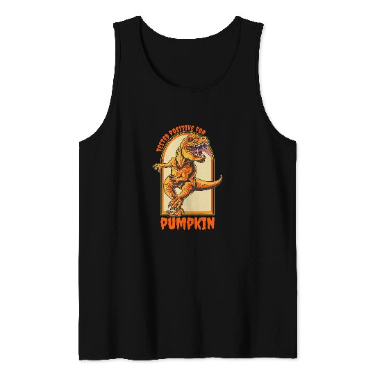 Dinosaur Pet Halloween Dinosaur Tested Positive for Pumpkin Tank Tops
