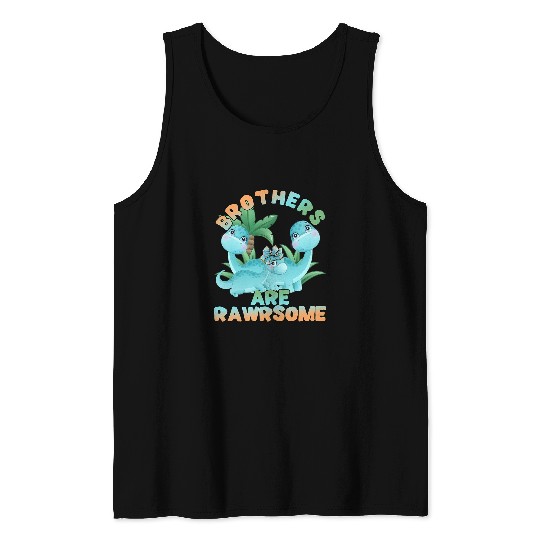 Dinosaur Pet Brothers Little Sister Rawrsome Siblings Family Tank Tops