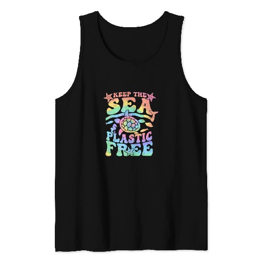 Turtle Pet Earth Day Keep The Sea Plastic frees Tie Dye Save Sea Tank Tops