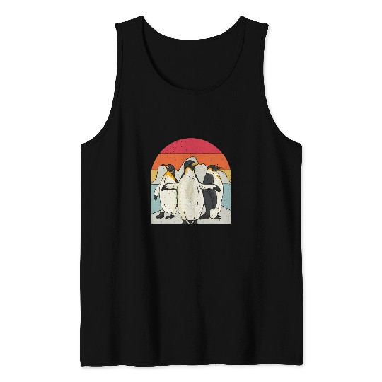 Penguin Pet On Iceberg Retro Style Vintage Zookeeper Tank Tops