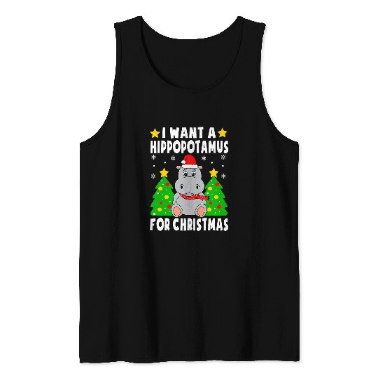 Hippo Pet I Want A Hippopotamus For Christmas Hippo Pajamas Boys Girls Tank Tops