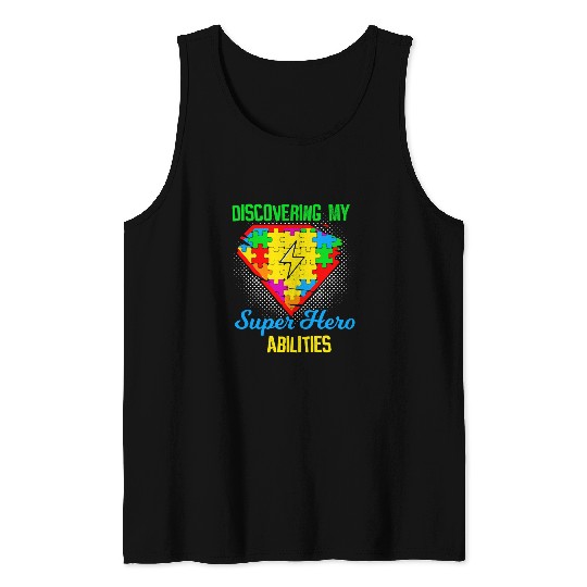 Autism Puzzle Discovering My Super Hero Abilities Mom Tank Tops