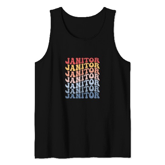 Janitor Custodian Cleaner Groovy Tank Tops