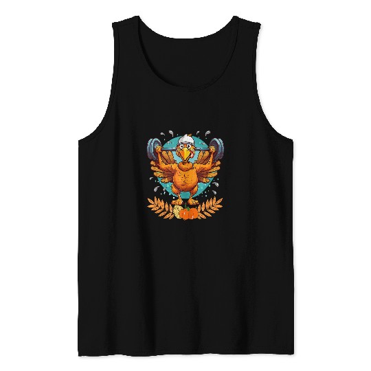 Thanksgiving Turkey Ripped Funny Fitness Gym Weightlifting Tank Tops