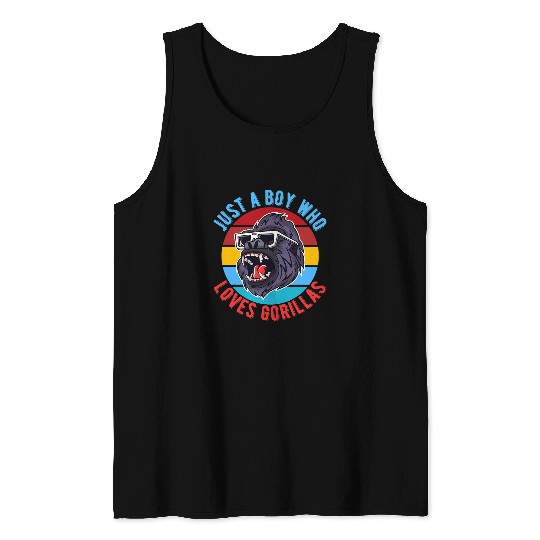 Gorilla Pet Kids Funny Gorilla Just A Boy Who Loves Gorillas Retro Ape Tank Tops
